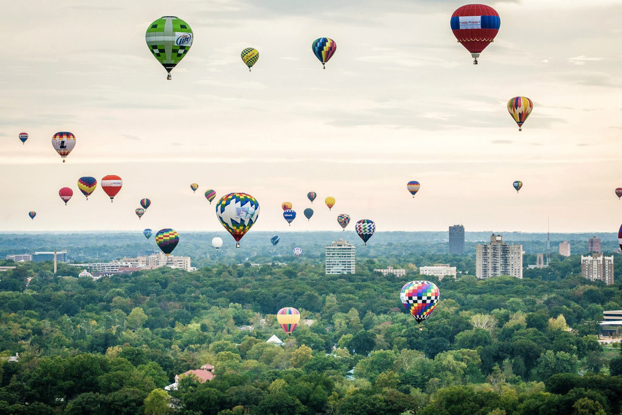 Hot air balloon race at Forest Park, St. Louis