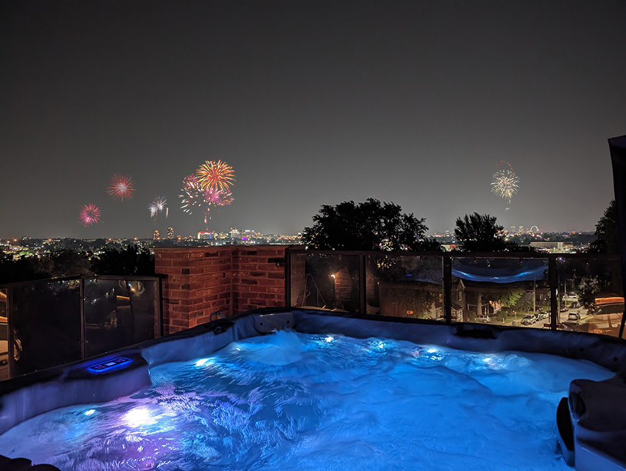 Hot tub fireworks view