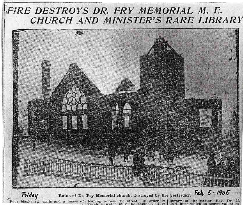 The 1892 Dr. Fry Memorial Methodist Church before the fire